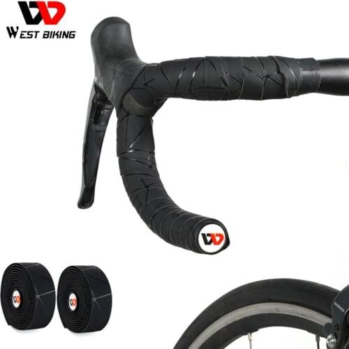 WEST BIKING Bike Handlebar Tape PU EVA Road Bike Handlebar Tapes Bike Cycling Handle Bar Wrap Tape 2PCS with Bar Plugs