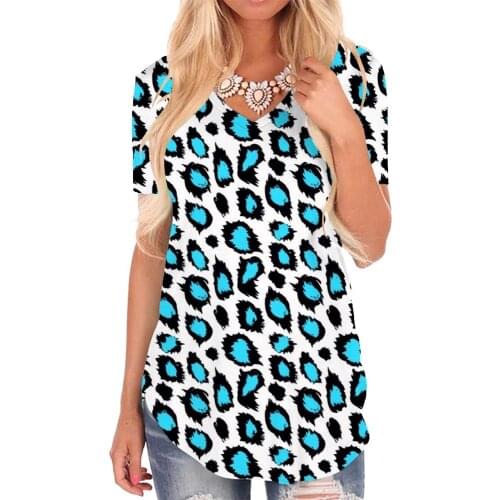 Giyu Brand Leopard T-shirt women Cheetah V-neck Tshirt Harajuku Funny T shirts Womens Clothing Hip hop Printed Plus Size