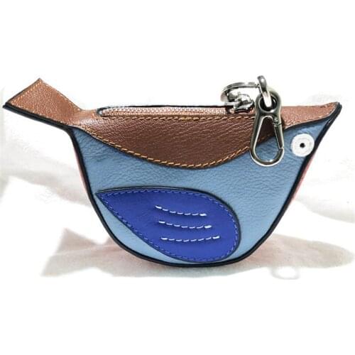 Women Bird Coin Purse Mini Wallets Genuine Cow Leather Women Keychain Bags Handmade Cute Small Bags Pendant Gift for Friends