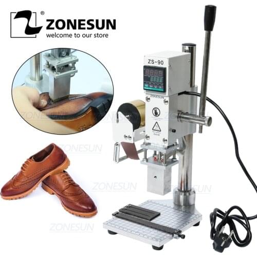 ZONESUN Hot Foil Stamping Machine Embossing Logo Trademark Manual Bronzing Machine For Finshed Leather Shoes Heat Cold Pressing