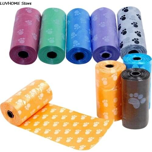 1 Roll Degradable Pet Dog Waste Poop Bag With Printing Doggy Bag For Cat Dog
