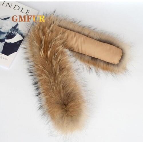 Raccoon Fur Collar 100% Natural Parka Coat Luxury Warm Scarf For Women And Men Winter Down Jacket Fur Collar Plush Scarves