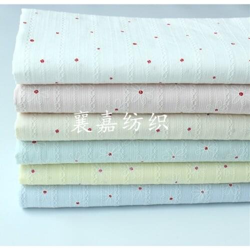 150x50cm Pure Cotton Red Spots White Blue Botton Sewing Fabric Jacquard Texture Classic Childrens Clothing Cloth
