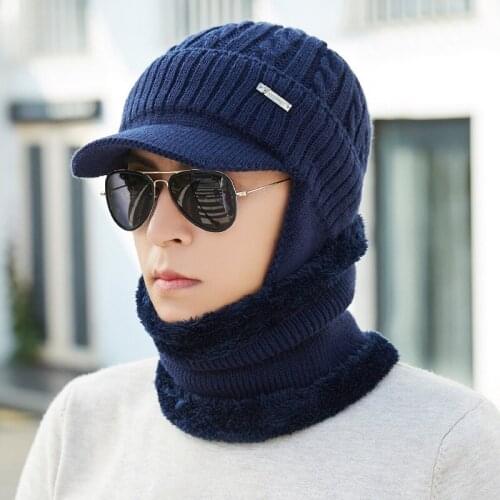 2020 Autumn Winter Beanie Hat For Men Women Hat Scarf Warm Scarf Hat Set Male Female Hat Scarf Set Men Skullies Beanies