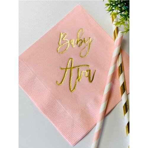 50 Personalized Napkins Beverage Luncheon Dinner Guest Towel Napkins Baby Shower Naming Custom Monogram LOTS of colors