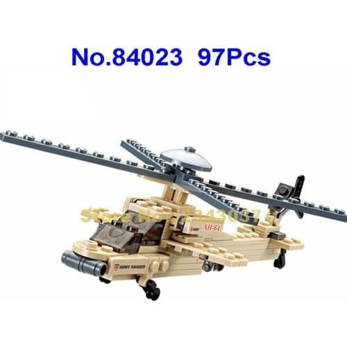84023 97pcs Military Apache Helicopter Building Block Toy