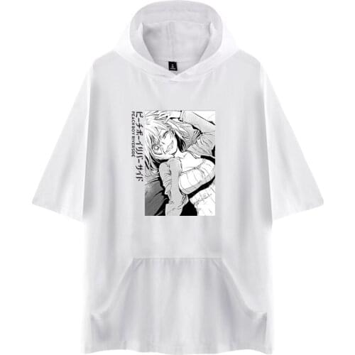 Anime Peach Boy Riverside Hooded T-shirts Women and Men Fashion Summer Short Sleeve Trendy Streetwear Clothes