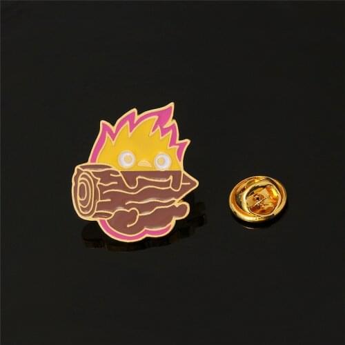 Japanese Anime Howls Moving Castle Calcifer Enamel Pin Brooches Fire Elf Badge for Bag Howl Jewelry Gift for Friends