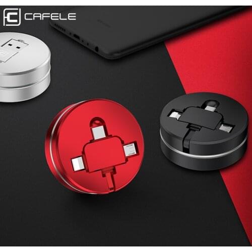 CAFELE USB Type C Cable Fast Charge 3 in 1 retractable Micro usb cable for iphone x xr 7 redmi Huawei Support Data sync