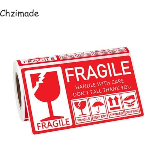 Chzimade 50Pcs FRAGILE Warning Label Sticker 130x70mm Handle With Care Shipping Express Label Scrapbooking Sticker