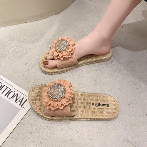 Flowers Pattern Slippers Women Slippers For Home Outdoor Spring Summer New Sandals Flats Womens 2021 Beach Shoes