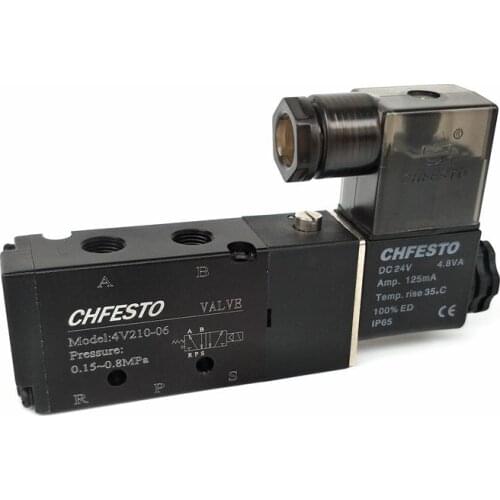 4V210-06 The electromagnetic valve 5 Way 2 Position 1/8'' AC220V AC110V AC380V DC12V Solenoid Valve