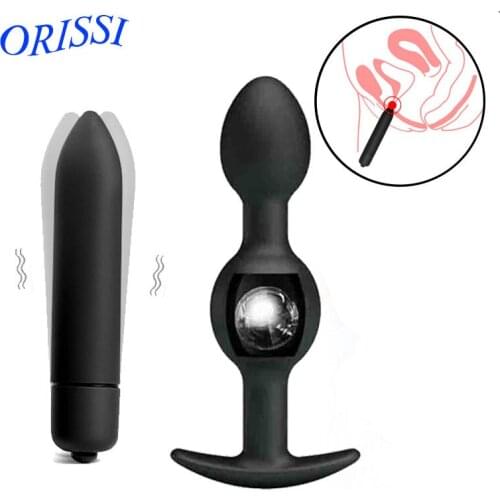 ORISSI 10 Speed G spot Dildo Bullet Vibrator Butt Plug Metal Ball Inside Sex Toys For Couple Anus Muscles Trainer Anal Sex Toys