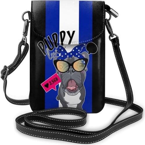 French Bulldog Lover Leather Women Shoulder Bag French Bulldog Striped Mobile Phone Purse Messenger Bag Small Crossbody Bag Girl