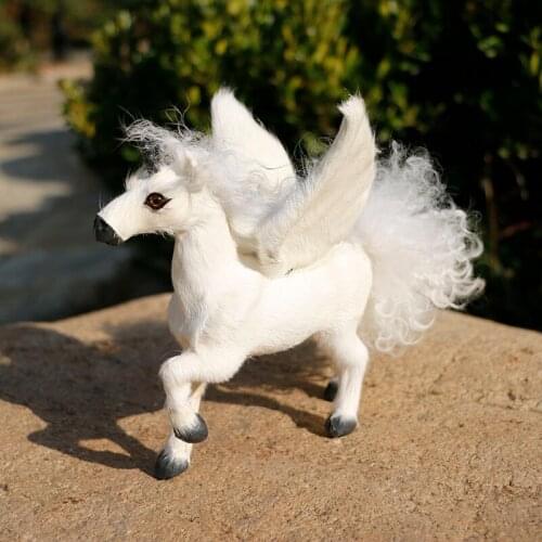 23/32cm 2 Styles Simulation Horse Real Fur Plush Toy Stuffed Lifelike Animal Doll God Beast Home Shop Decor Triver High Quality