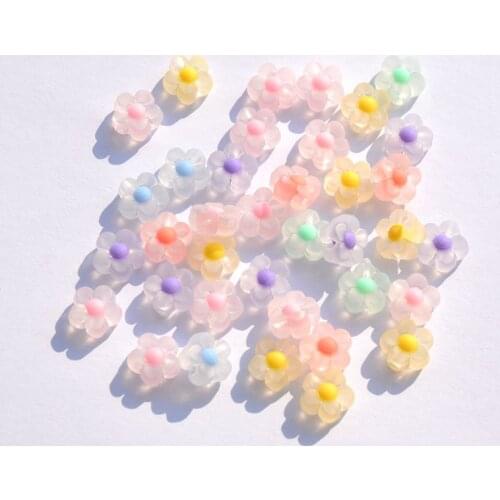 100Pcs 12MM Candy Color Cute Resin Little Flower Beads For DIY Making Earrings Bracelet Necklace Jewelry Accessories Loose Beads