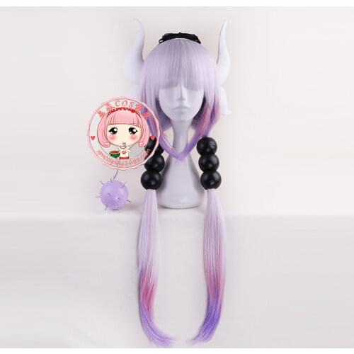 Anime 90CM Miss Kobayashis Dragon Maid Kanna Kamui Synthetic Hair Heat Resistant Cosplay Wig With Double Buns
