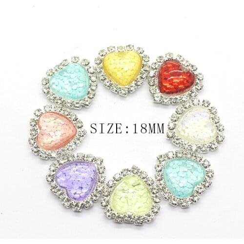 10 pieces/batch 18MM pearl wedding rhinestone peach heart buttons, DIY hair accessories decorative buttons
