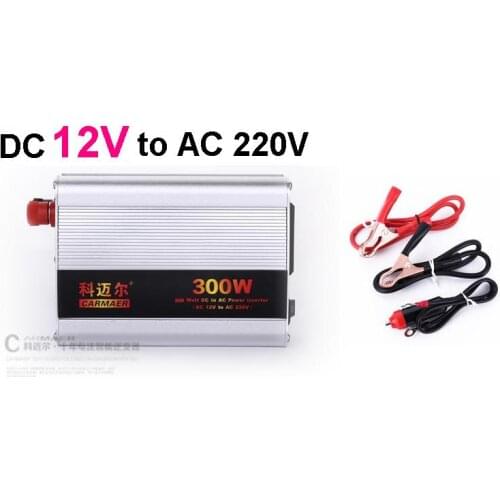 Free Shipping 300W DC 12V to AC 220V crocodile clip+The cigarette lighter line Power Inverter Converter Transformer Power Supply