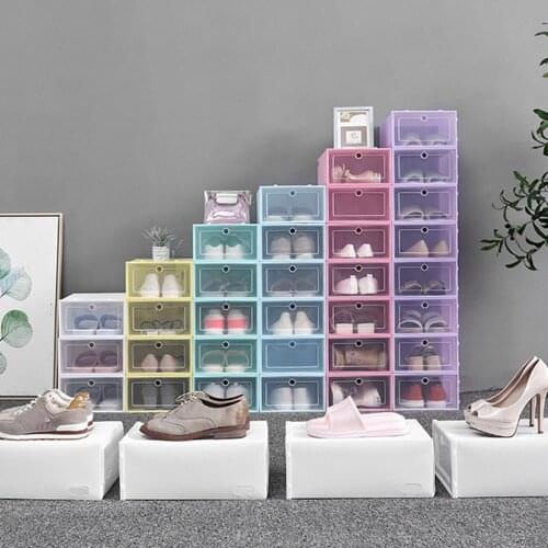 Transparent shoe boxes storage box shoes box thickened dustproof shoe organizer box superimposed combination shoe cabinet
