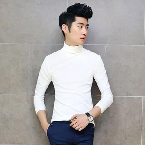 Fashion Mens Thick Warm High Collar Pullover Long Sleeve Sweater Slim Bottoming Tops Autumn Winter M~2XL
