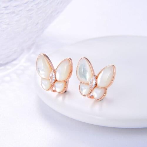 Luxury brand smart butterfly earrings high jewelry S925 silver classic natural white shell earrings for women