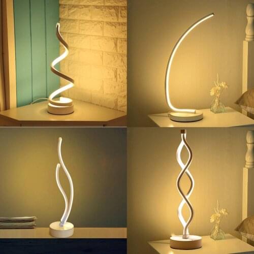Spiral Wave LED Table Lamp Modern Dimmable Desktop Bedside Decorative Lamp Cool And Warm Tones Small Table Lamp