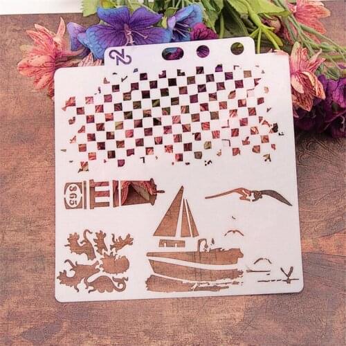 14.1*13 Sailing tower scrapbook stencils spray plastic mold shield DIY cake hollow Embellishment printing lace ruler Easter