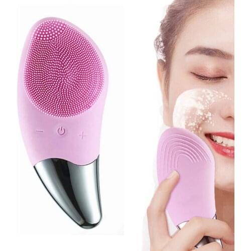 Sonic Facial Cleansing Brush IPX7 Waterproof Silicone Face Brush-3 in 1- Face Cleanser Brush Face Massager Deep Cleansing Pink