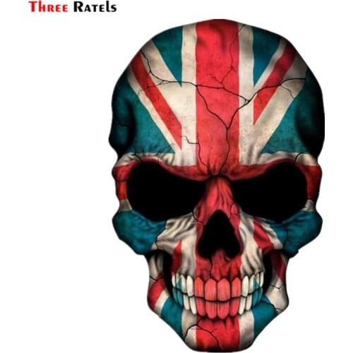 Three Ratels FC321 Waterproof Cool SKULL FLAG GREAT BRITAIN Car Sticker Decal For Skateboard Laptop Suitcase Skull Flag