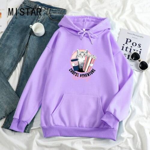 Hoodies Women Printed Funny casual cat Long Sleeved Kawaii Hoody Oversized Sweatshirt Cute Fashion Tops Autumn Women Clothing