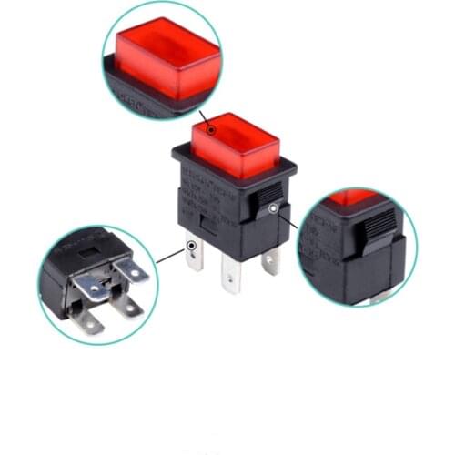 1PC PS23-16 Self-locking Pushbutton Switches 4Pins 250V 16A Socket Power Strip Push Button Switch for Vacuum Cleaner