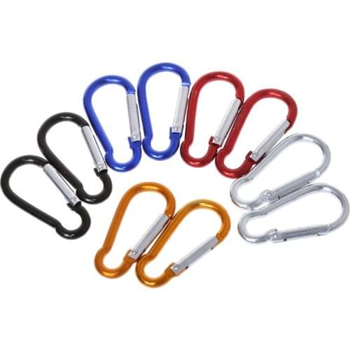 Hot 10pcs Aluminum Alloy D Carabiner Spring Snap Clip Hooks Keychain Quickdraws