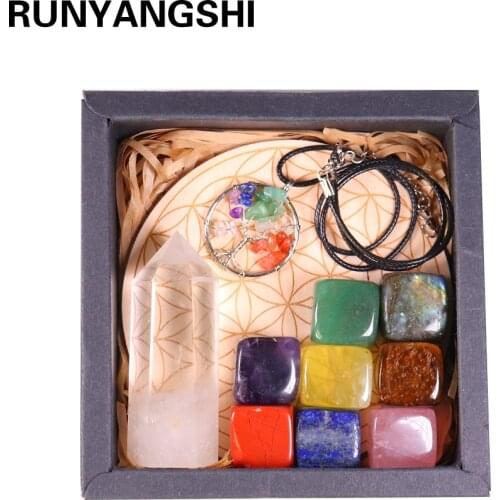 11pcs /set Natural crystal stone Chakra Healing Stone Crystal Gemstone Clear quartz Crystal wand for meditation