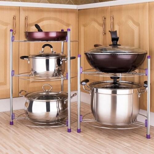 2/3 Tiers Pan Pot Rack Home Kitchen Supplies Storage Holder Rack Pot Cookware Shelf Cabinet Kitchenware Pan Organizing Pot Rack