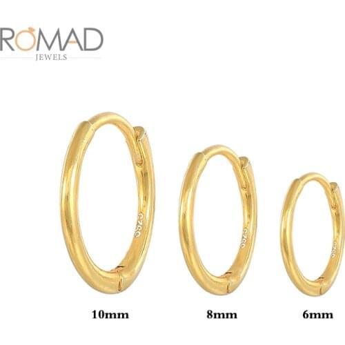 ROMAD 3PCS 6/8/10mm Glossy Small Hoop Earrings For Women 925 Sterling Silver Circle Earrings Huggie Dangle Jewelry Pendientes