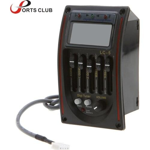 5-Band EQ Equalizer Acoustic Guitar Preamp Pickup Amplifier LCD Screen Tone and Volume Control Guitar Parts & Accessories
