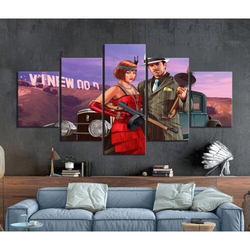 5pcs GTA5 Online Game Poster Paintings Grand Theft Auto Picture Wall Painting for Home Decor Wall Art