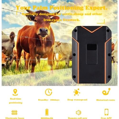 AHGUEP GPS Locator Animal For Cow Horse Camel 20000mAh Big Capacity Waterproof Smart Positioning Free App GPS Tracking Device