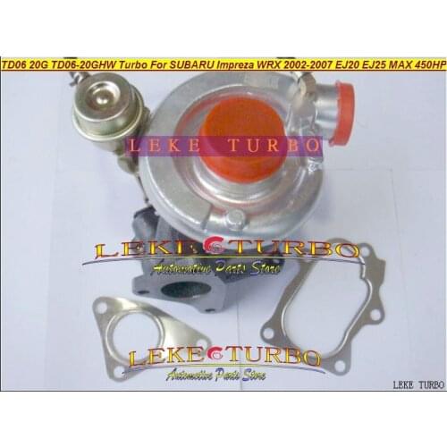 Free Ship Turbo TD06 20G TD06-20G TD06-20GHW Turbocharger For SUBARU Impreza WRX 2002-07 2.0L EJ20 EJ25 MAX 450HP Gaskets + pipe