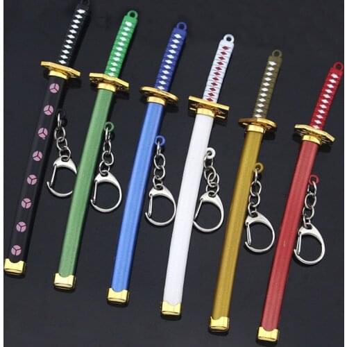 Anime One Piece Keychain Keyrings Roronoa Zoro Sword Kitetsu Toy Model Metal Key Ring Llaveros Key Pendant Chaveiro Jewelry