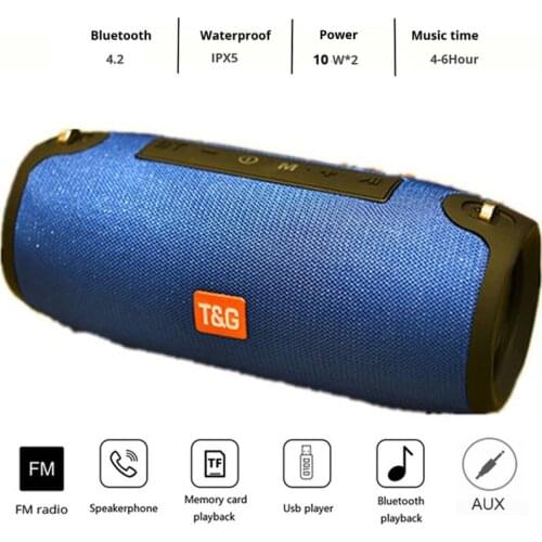 Cylindrical portable Wireless Bluetooth Speaker Boombox Subwoofer Sound Box Outdoor Waterproof with AUX 3.5mm TF card TV/PC