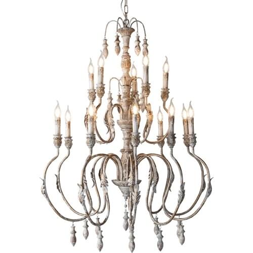 French Country Vintage Stair Chandelier Lighting Nordic Dining Room Lights Chandeliers iron art Retro Living Room Bedroom Lamp