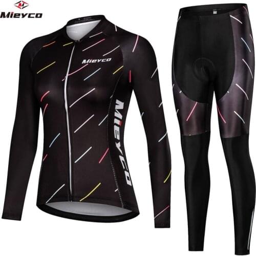 Mieyco Women Cycling Jersey Set Long Road Bike Bicycle Clothing Maillot Ropa Ciclismo Cycle Bib Short Pants 5D Gel Pad Cushion