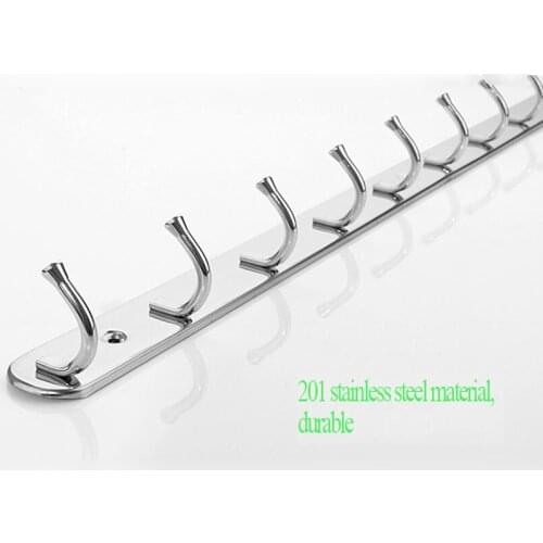 Stainless Steel Single Head Curved Kitchen Bathroom Hook, Wall Mounted 8 Hooks Style Hat Clothes Rack Holder For Coats, Towels