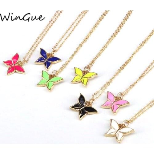Colorful Enamel Butterfly Women Jewelry Pendants Necklaces Party Jewelry