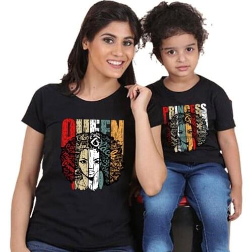 Summer T-shirt Family Matching Clothes Mommy and Me Clothes Mother and Baby Girl Clothing Mom Kids Beachwear Tops