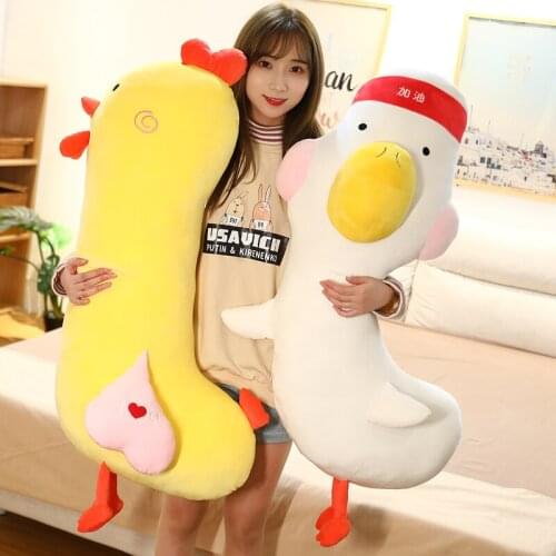 60cm Cute Plush Yellow Chicken Pillow Stuffed Toys Soft Plush Strive Duck Pillow Cushion Toys for Girls Kids Birthday Gift Decor
