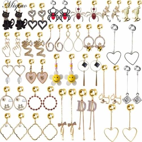 Miqiao 2pcs European and American New Products Long Fringed Flower Puppy Bowknot Spider Ears Exquisite Body Piercing Jewelry