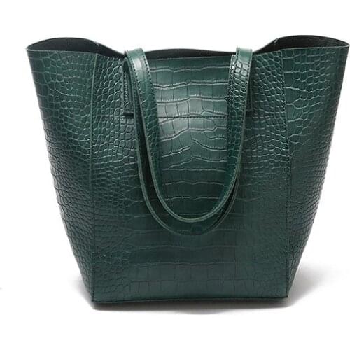 Fashion women bag crocodile pattern travel bucket bag wild one-shoulder diagonal handbag